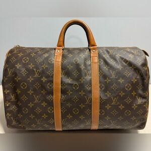 Louis Vuitton Vintage French Co Keepall 45 Monogram Canvas Leather